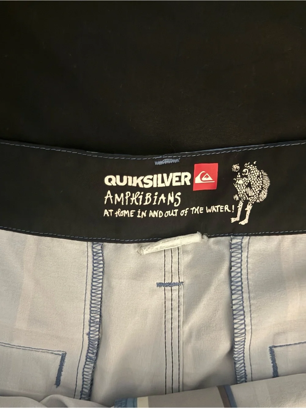 Quiksilver Amphibians Board Shorts Men’s 36 Blue Plaid Hybrid Swim Surf Shorts